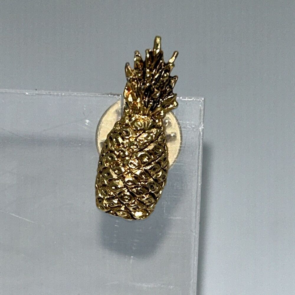 NEW Textured Gold Tone Metal Pineapple Lapel Pin Tie Tack Vintage